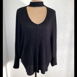 Urban Outfitters Keyhole Dolman Sleeve Black Top